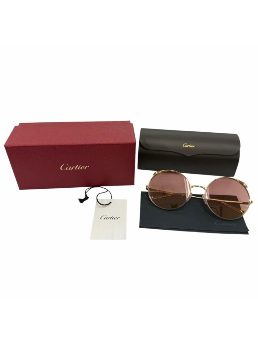 Cartier Panthere Round Half Rim Sunglasses Gold 60 20 Demo Lens Eyewear - Picture 2 of 12